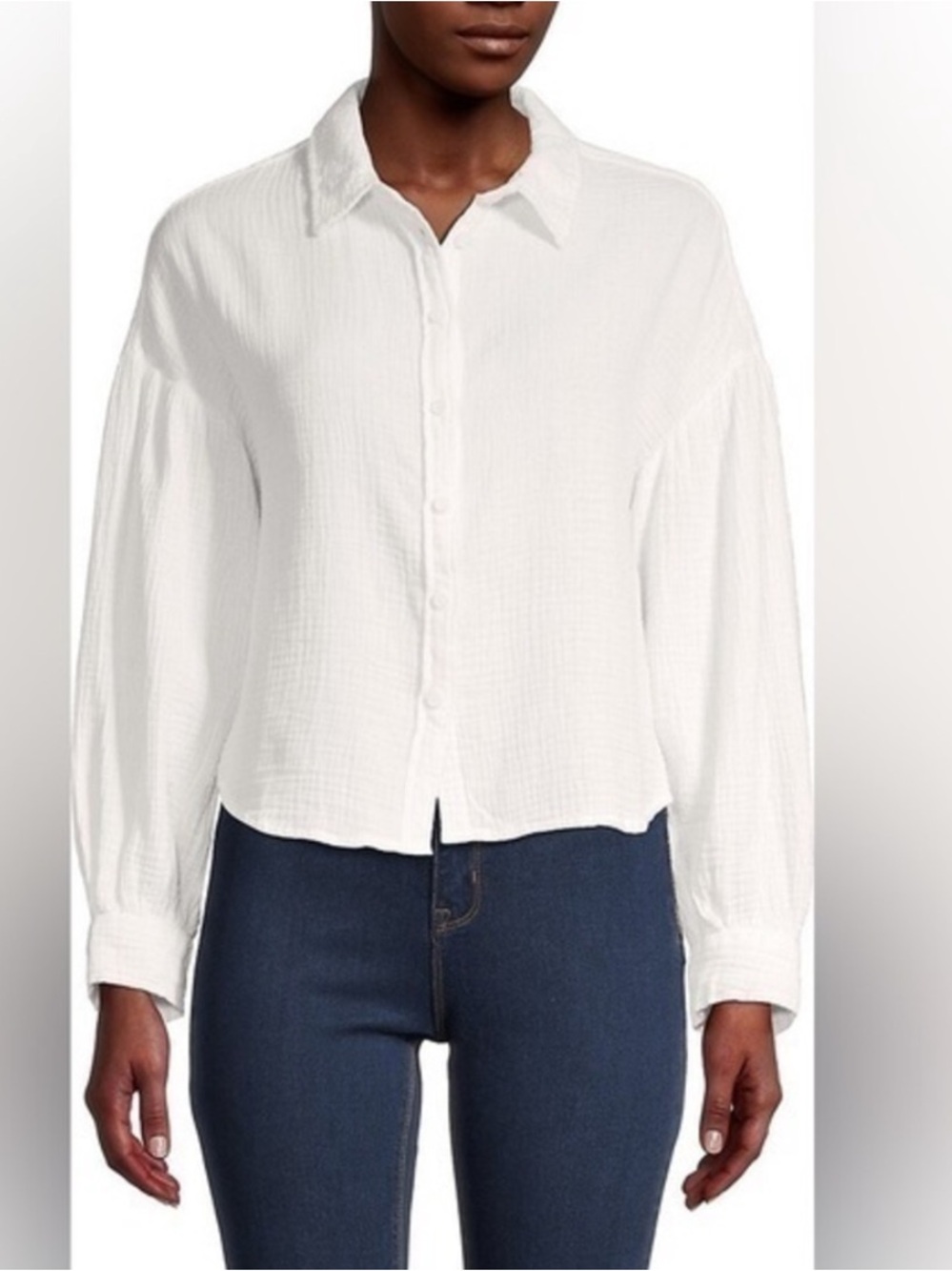 Sanctuary white cotton gauze Poet blouse size large